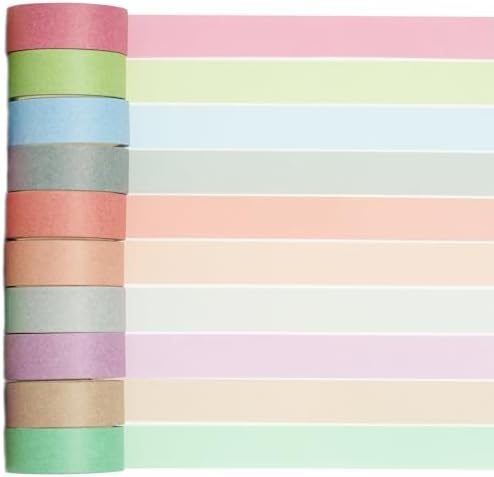 YUBBAEX 20 Rolls Solid Colors Washi Tape Set Pastel Colored Masking Rainbow Decorative Tapes, Designer's Selection (Macaron)