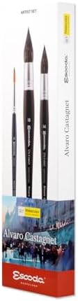 Escoda | Watercolour | Artist Set Alvaro Castagnet 2 | Size 14/18 | 3 Brushes | Synthetic Tame + Tendo | Round mop + Round Pointed