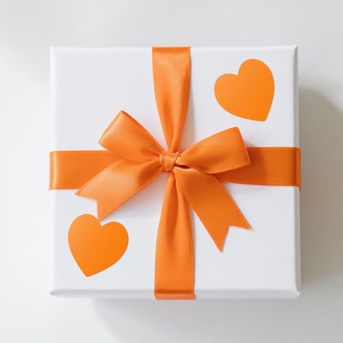 Anwyll Heart Stickers - 500Pcs 1Inch Fall Thanksgiving Heart Stickers Orange Heart Shape Sticker for Reward Classroom Self Adhesive Love Incentive Sticker for Envelope Seal Card Birthday Wedding Favor