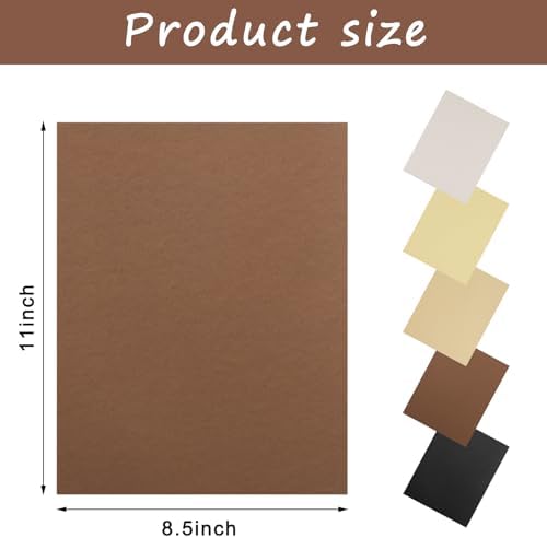 Whaline 50 Sheets 8.5 x 11 Inch Assorted Brown Black Gray Neutral Colored Card Stock Paper 5 Earth Tones Colors Solid Core Scrapbook Paper for Print DIY Arts Crafts Making Supplies, 65Lb