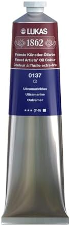 Lukas 1862 Professional German Oil Paint, Ultramarine Blue 200 mL - w/Beeswax & Non-Yellowing Sunflower Oil, Short Drying Time, Smooth, Outstanding Lightfastness