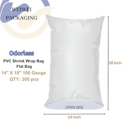 Weiwei - 200PCS 14x18 inch Odorless PVC Heat Shrink Wrap Bags 100 Gauge