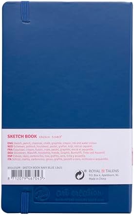 Talens Art Creation T9314-232M 452191 Talens Art Creation Sketchbook Drawing Notebook 5.1 x 8.3 inches (13 x 21 cm), Navy Blue