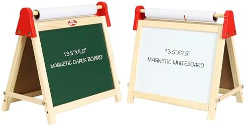 Easy Playhouse Wooden Tabletop Easel - Double Sided Chalkboard & Whiteboard