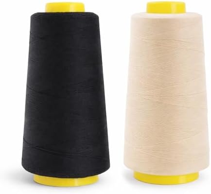 Mandala Crafts Black Cream Mercerized Cotton Thread for Sewing Quilting
