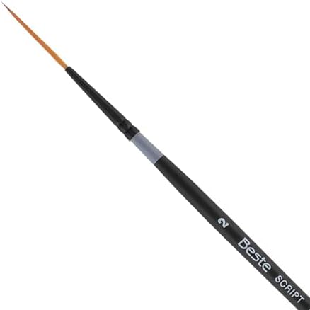 Creative Mark Beste Golden Taklon Script Liner, #2 Artist Paint Brush, Professional Watercolor Brushes, for Acrylic Painting, Short Handle, Sharp Edges, Hand-Tied & Shaped