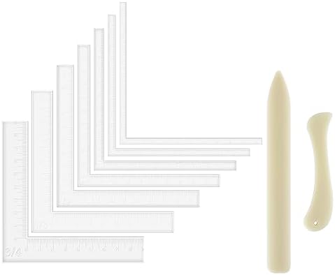 9 Pcs/Set Creative Positioning Pieces Card Corners Helpers with Bone Folder Tool Stamping Corners Paper Craft Supplies Scrapbooking Tools for Paper Craft Card Making and Scrapbooking Crafting Tool