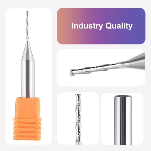 SpeTool 1/16 inch Cuting Diameter Spiral UP Cut Router Bit with 1/4 inch Shank 2 Flute Plunge CNC End Mill