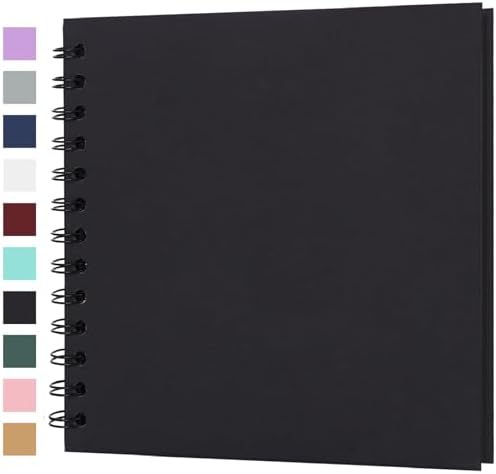 Scrapbook Album 7x7 Inches 40 Pages Hardcover Kraft Paper Black