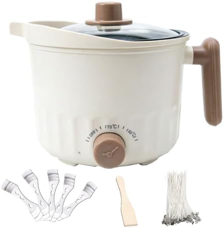 GUILOPOER Wax Melter with Pour Spout, Candle Making Kit for Adult Beginners, 1.5L Large Capacity, for Making Candles and Soaps, Kit Includes Wax Melting Pot(White)