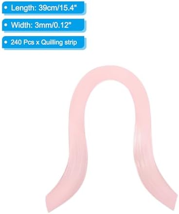 PATIKIL 240pcs Quilling Strips Paper, 3mm x 39cm Origami Paper Quilling Kits for Adults Beginner Art DIY Craft Christmas, Light Pink