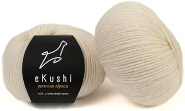 100% Baby Alpaca Yarn for Knitting & Crocheting - Set of 2 Skeins of Premium Yarn DK - Lightweight, Hypoallergenic & Thermal Peru Made - Ideal for Delicate Projects (N010 - Natural White)