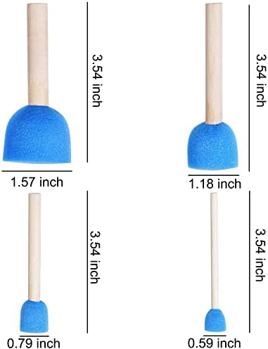 WAFJAMF 40 Pcs Round Sponges Brush Set 4 Sizes DIY Painting Tools Blue