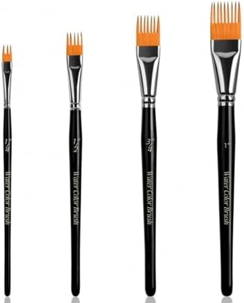 4Pcs Comb Artist Brush Set,Professional Synthetic Squirrel Hair Rake Brushes for Textured Art, Acrylic Paint Brush Sets for Artists, Creating Wood Grain, DIY Crafts & Greeting Cards