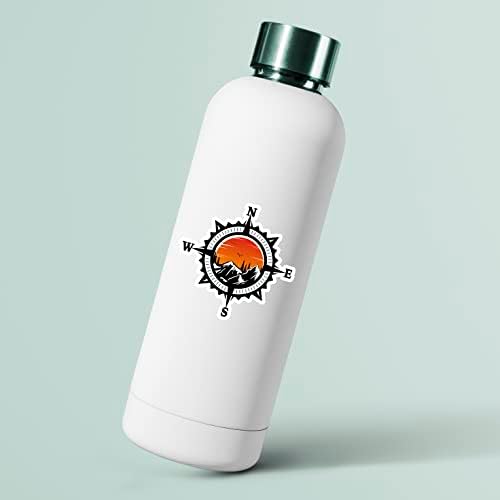 Compass Trees Mountain Sunset Sticker for Car Vinyl Decal Truck Window Bumper Motorcycle Stickers (5" x 5")