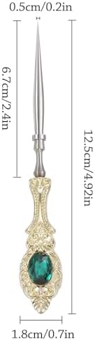 2Pcs Metal Embroidery Awl Set, European Vintage Carved Handle Scratch Awl, Sharp Sewing Awl Tool for Sewing with Storage Cases, Durable and Leather Punch Stitching DIY Craft(Light Gold)