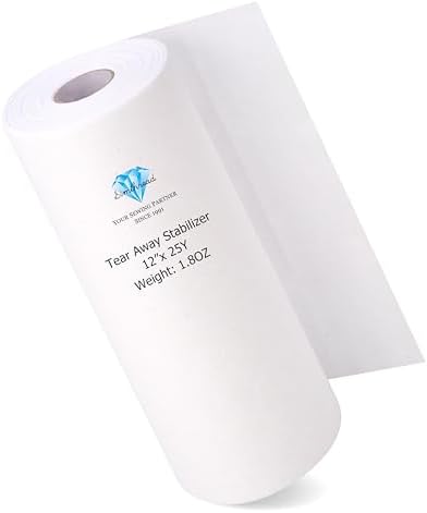 Simthread Tear Away Embroidery Stabilizer Backing - 1.8 Ounces Medium Weight 12" x 25 Yards/Roll