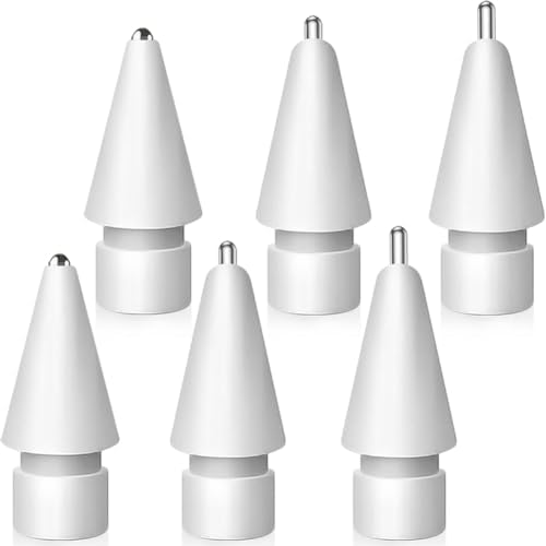 Set of 6 Tips for Apple Pencil, Upgraded No Wear Out Metal Pencil Pro Tips for Apple Pencil 1st/ 2nd Gen/USB-C iPencil Tip