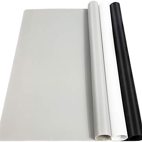 LEOBRO Silicone Mat, 3 PCS Silicone Mats for Crafts, Resin Molds, Play Dough Mat, Clay Mats, for Epoxy Resin, Crafts, Black & Light Gray & White, 15.7”x 11.7