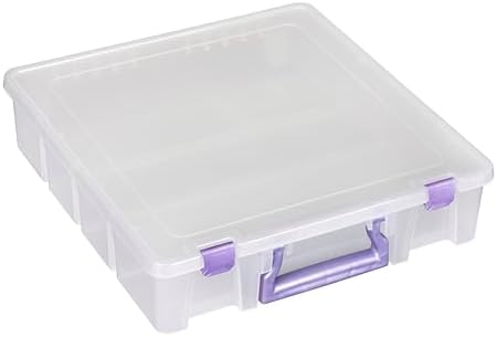 ArtBin Essentials 12 x 12 One-Compartment Craft Box, Clear | One Open Compartment, 15.25 x 14 x 3.5 Inches, Secure Latches, Stackable, Durable Polypropylene