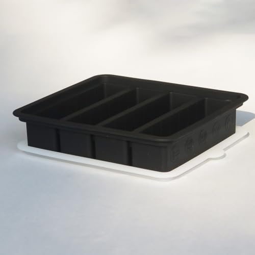 Silicone Butter Mold with Lid - Non-Stick Butter Tray for Making 4 Butter Sticks - Silicone Butter Mould Container Forms for Making Herb Butter Candles Baking Cookies-Smart Kitchen Gadget (Black)