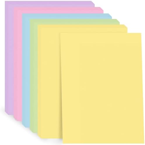 Whaline 50 Sheets 8.5 x 11 Inch Pastel Card Stock Paper 5 Solid Colors Assorted Core Scrapbook Craft Paper for Print DIY Card Making School Office Home Supplies, 65lb