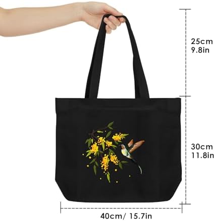 ERKOON Embroidery Canvas Tote Bag for Beginners, Floral Arts Crafts Cross Stitch Kits for Adults Including Stamped Embroidery Bag with Hoops, Needle, Instruction and Color Threads (Hummingbird)
