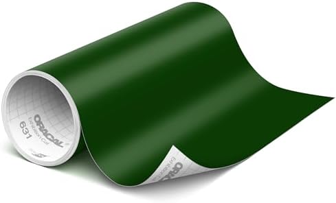ORACAL 631 Matte Dark Green Vinyl Durable Roll Easy to Weed Permanent Adhesive Craft Vinyl for Plotting Machines, Decals & DIY Projects 12” x 10ft