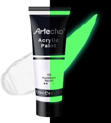 Artecho Fluorescent Netral Acrylic Paint 120ml /4.05oz Tube | Semi Glossy Finish, High Pigment Rich Color Craft Paint for Canvas, Fabric, Non-Toxic