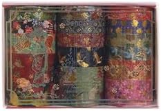 15 Rolls Japanese Sakura Washi Tape Set, Traditional Kimono Decorative Masking Tapes with Gold Foil, Cherry Blossom Arts for Craft, Scrapbook, DIY, Gift Wrapping (4-Kyoto Dance Grace)