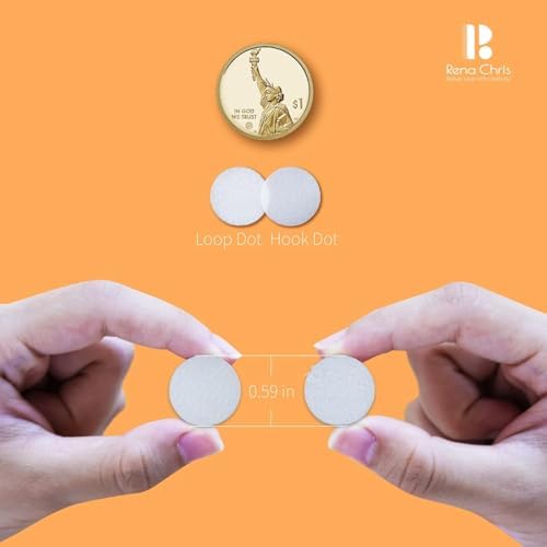 Self Adhesive Dots, Strong Adhesive 500PCS 0.59" Diameter Sticky Back Nylon Dots, Hook & Loop Dots with Waterproof Sticky Glue Tapes, Very Suitable for Classroom, Office, Home