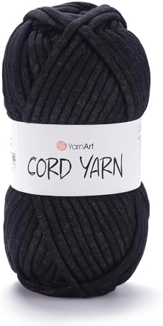 YarnArt Crochet Knitting Cord Yarn - Home Decoration for Baskets, Mats, Rugs, Underpads, Cushions, Blankets, Bags, Cat - Dog Beds - Super Bulky(6) - 8.80 Oz - 80 Yard - 1 Skein (750-BLACK)