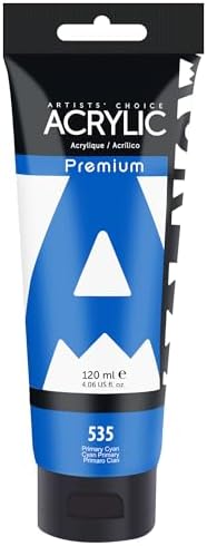 AUREUO Primary Cyan Acrylic Paint, 4 Fl Oz / 120ml Single Tube, Rich Pigment Art Craft Blue Paints for Canvas, Rocks, Wood, Ceramic, Fabric - Art Supplies for Beginners, Professionals, Artists