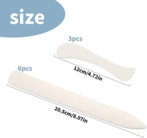 9 Pcs Bone Folder Tool Scoring Tool Folding Bone Plastic Paper Folding Tool Book Binding Kit Leather Burnishing Card Making for Folding Scoring Creasing Origami Scrapbooking (Pack of 3)