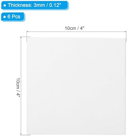 PATIKIL 4x4 Canvas Boards for Painting, 6 Pack 100% Cotton Square Triple Primed Stretched Blank Art Canvas Panel Bulk Thin for Acrylic, Oil, Tempera Paints, White