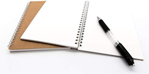 Soft Cover Spiral Notebook Journal 2-Pack, Blank Sketch Book Pad, Wirebound Memo Notepads Diary Notebook Planner with Unlined Paper, 100 Pages/ 50 Sheets, 7.5 inch x 5.1 inch (Brown)
