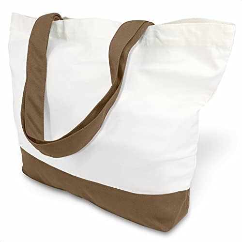 TOPDesign 3-Pack Super Strong Large 12oz Cotton Canvas Tote Bags, Reusable Grocery Shopping Cloth Bags, Fashionable Two-Tone Totes for Crafts, DIY Your Creative Designs