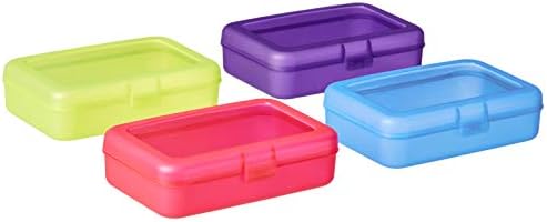 Amazon Basics Large Pencil Cases,Storage Organizer,Durable Plastic School Supply Box,Multi-Color Student Organization for Office,College & Classroom Supplies,(Pack of 48)