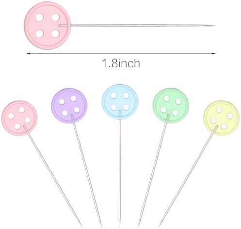 Elisel 200 pcs Multicolor Straight Pins Straight Quilting Pins Craft Positioning Pins Fixed Sewing Marker Needle for Crafting Dressmaker and Other Crafts Making (Buttons)