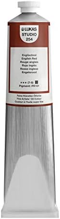 Lukas Studio Artist Oil Color Paints - High-pigment oil paint made with natural binder for artist, painting, & more! - [English Red - 200 mL]