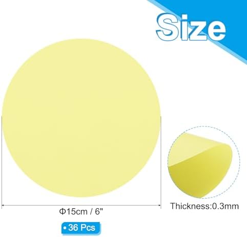 PATIKIL 6inch Circle Card Stock, 36Pcs Round Shape Cutouts Paper Thick Cardstock Coaster for DIY Craft Projects Classroom Bulletin Board Decor, Light Yellow