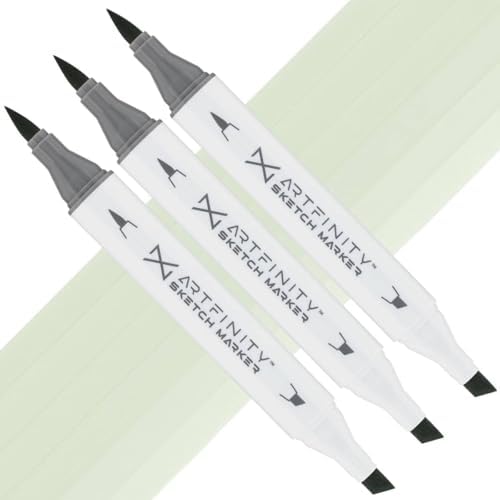 Artfinity Sketch Markers - Set of 3 - Mignonette G7-2, Vibrant, Professional, Dye-Based Alcohol Markers for Artists, Drawing, Travel, & More