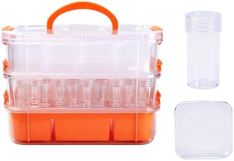 Bead Organizers 3-Tier Stackable Storage Container Box 87 Pcs Diamond Art Storage Plastic Storage Cases Mini Clear Bead Storage Containers for Bracelet Making DIY Jewelry Craft Nail Transparent Boxes