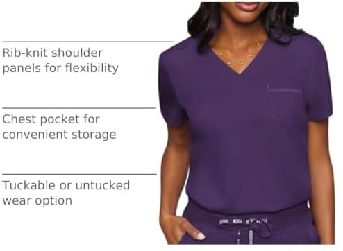 Med Couture Touch Women's Scrub Tops V-Neck Tuck-in Top with 1 Pocket