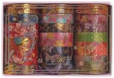 15 Rolls Japanese Sakura Washi Tape Set, Traditional Kimono Decorative Masking Tapes with Gold Foil, Cherry Blossom Arts for Craft, Scrapbook, DIY, Gift Wrapping (2-Hanami Elegance)