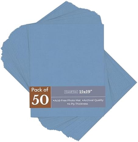 Brittany Blue 15x19 Uncut Premium Mat Board - No Opening - 50 Mats