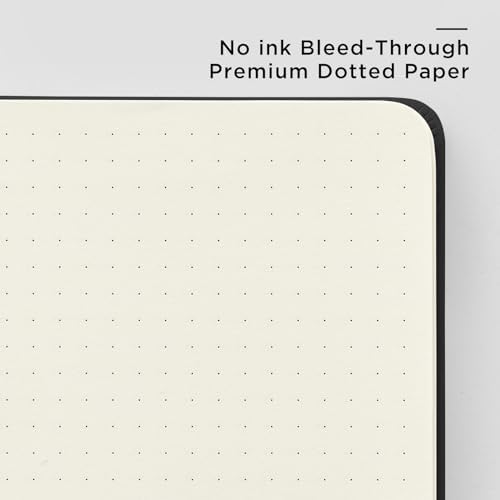 &And Per Se Dotted Notebook with Pen, A5 Hardcover Dotted Journal, 160 Pages 100GSM Thick Paper Dot Grid Journal with Fineliner Pen (Black)