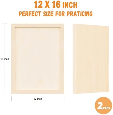 Wooden Art Panels for DIY Painting - Christmas Crafts & Home Décor | 12x16 Inch Canvas Wood Boards, Unfinished Wooden Canvas for Adults (2-Pack)