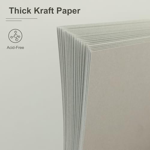 Scrapbook Album 8x8 Inches 40 Pages Hardcover Kraft Paper Grey