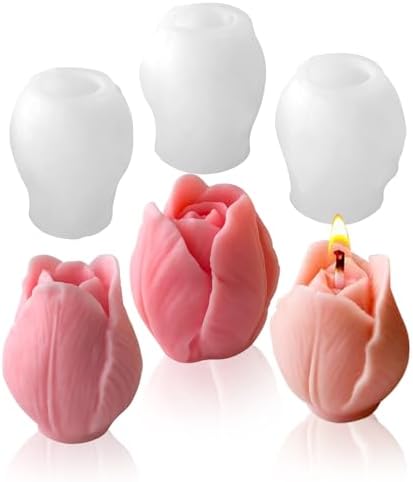 3 PCS 3D Tulip Silicone Molds for Candle Resin Soap Making Crafts